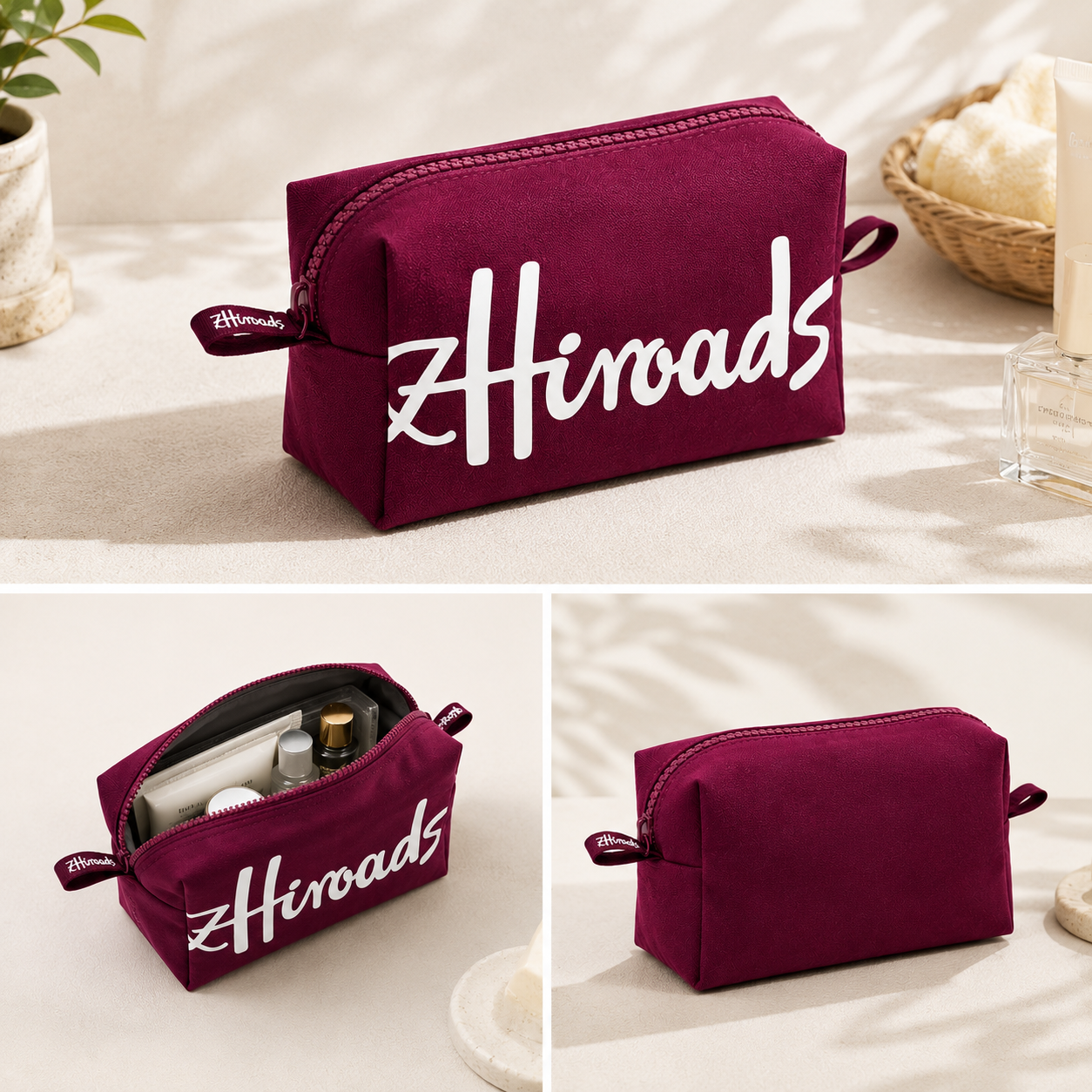 Luxury Bags Consignment - Luxury Cotton Minimalist Cosmetic Bag Customizable