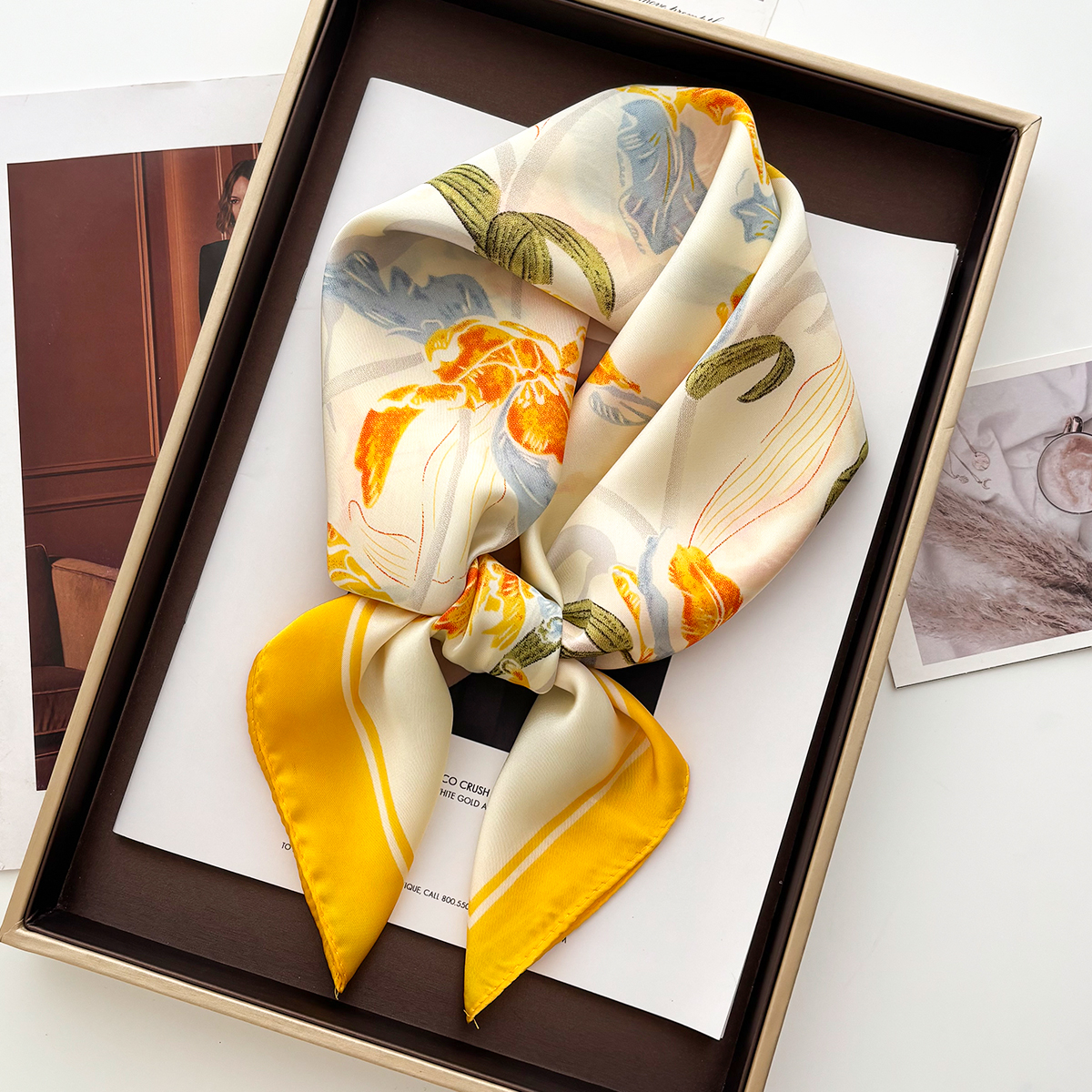 Luxury Silk Square Scarves For - Luxury Bags Yellow review and price